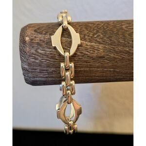 VTG Mexico Taxco Solid 925 Sterling Silver Panther Oval Link Bracelet